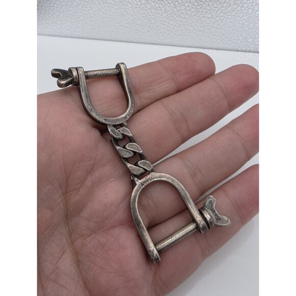 VINTAGE ON OF THE KIND ITALY STERLING SILVER 925 HORSESHOE BIT KEY CHAIN RING - Picture 6 of 16